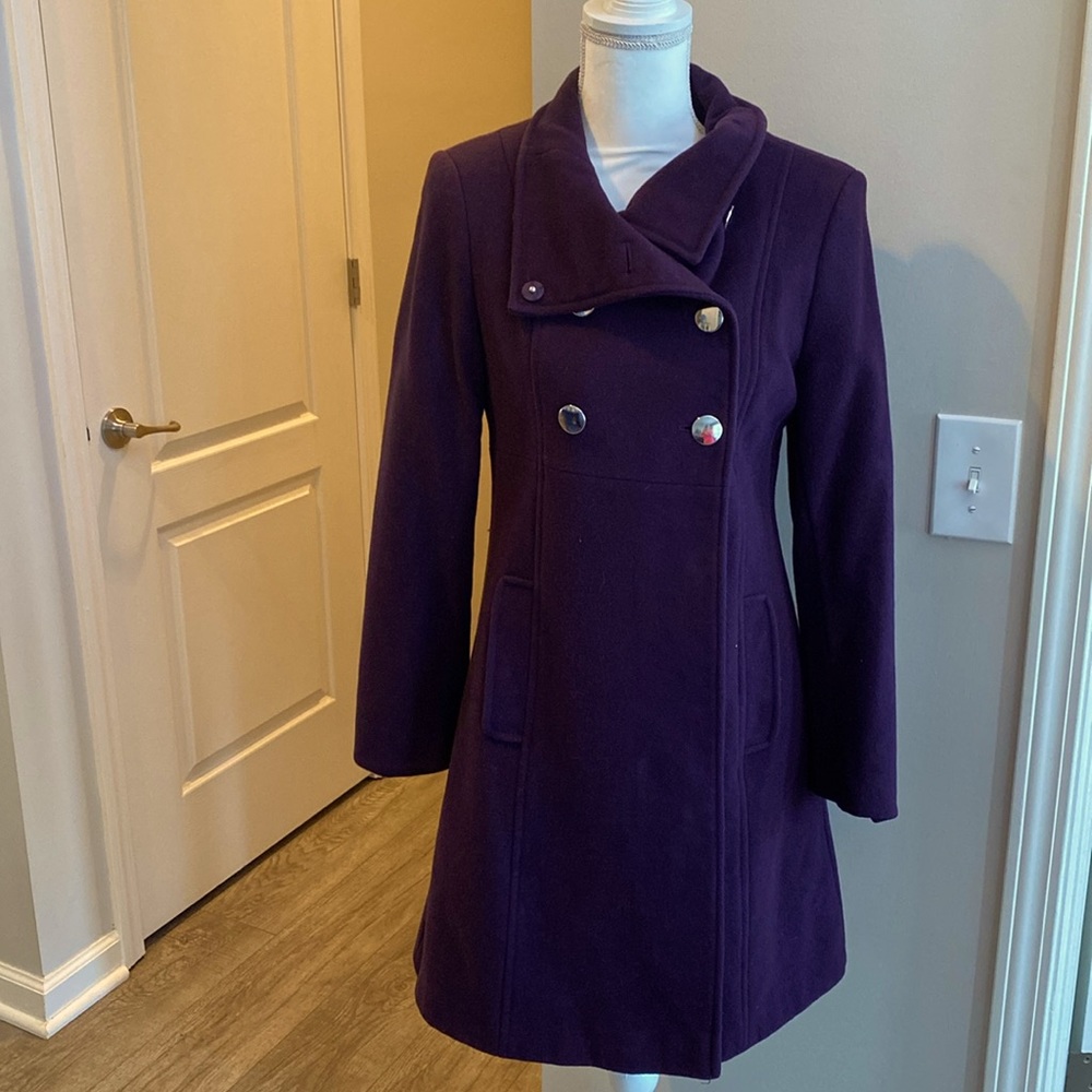 Chequer Dark purple Wool Coat